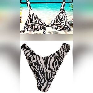 🦓 SHEIN Size L Zebra Print Bikini Set - Adjustable Top & High-Cut Bottoms 🦓